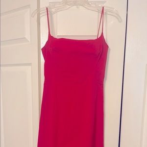 French Connection Hot pink spaghetti strap fitted zip up dress.